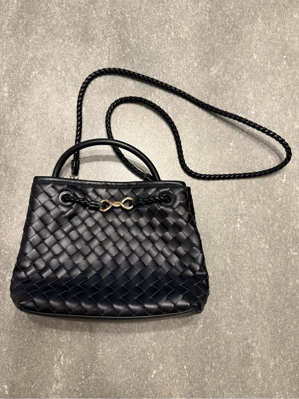 NWOT A New Day Check Woven Satchel Handbag - black